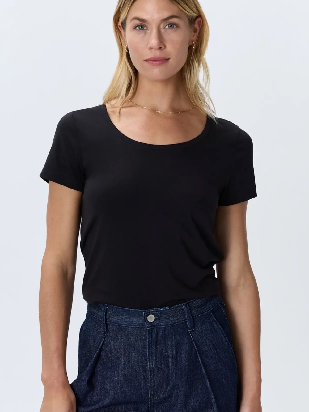 NWT Quince Cotton Modal scoop neck tee black large